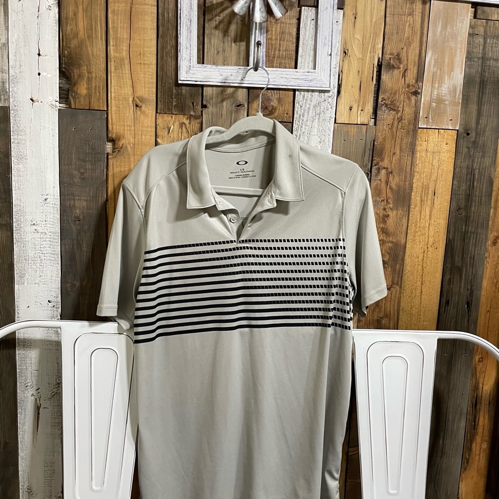Oakley Gray and Black Polo Shirt Performance Style